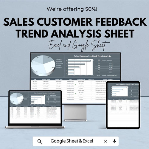Sales Customer Feedback Trend Analysis Sheet | Google Sheet Template | Track Customer Feedback, Trends, and Insights | Data Analysis Tool