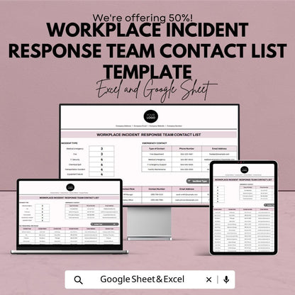 Workplace Incident Response Team Contact List Template | Emergency Contact List | Safety Response Team Directory