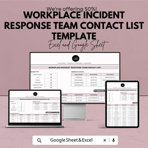 Workplace Incident Response Team Contact List Template | Emergency Contact List | Safety Response Team Directory