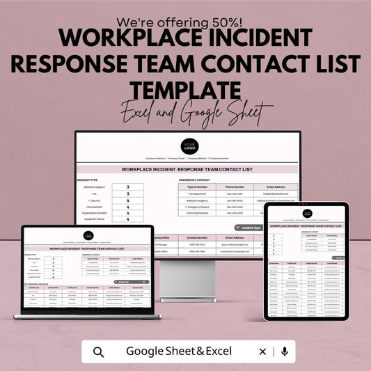 Workplace Incident Response Team Contact List Template | Emergency Contact List | Safety Response Team Directory