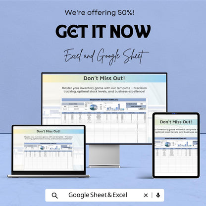 Inventory Report Sheet - Excel & Google Sheets Template for Tracking and Managing Stock