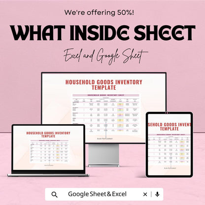 Household Goods Inventory Sheet - Track Your Belongings for Asset Protection, Disaster Preparedness, and Insurance Purposes - Google Sheet