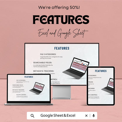 Administration Electronic File Index Template | Digital File Index for Excel & Google Sheets | Office Document Organizer
