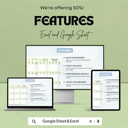 Startup Sales Pipeline Tracker Template  | CRM Spreadsheet | Lead & Deal Tracking Dashboard for Small Business