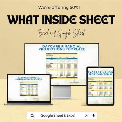 Daycare Financial Projections Template | Childcare Business Budget Spreadsheet | Excel & Google Sheets Financial Plan | Profit Forecast Tool