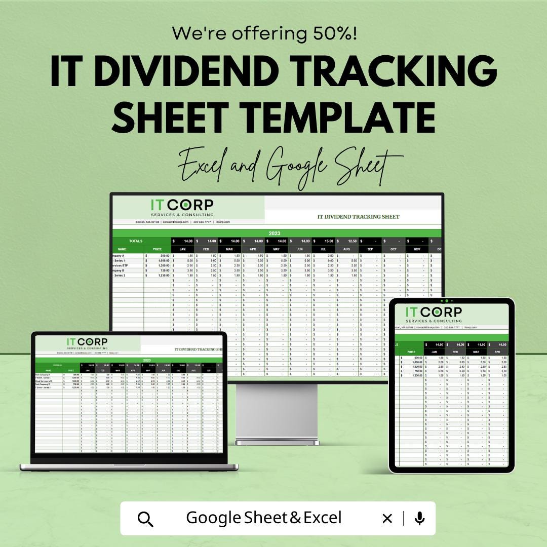 Dividend Tracker Spreadsheet | Investment Income Tracker | Dividend Tracking Excel | Passive Income Tracker | Google Sheets Dividend