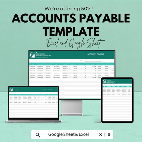 Accounts Payable Template | Excel & Google Sheets | Supplier Management Tracker | Bill Tracking Spreadsheet | Business Finance Organizer