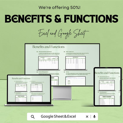 Sales Spreadsheet Template | Sales Tracker and Order Management Sheet | Excel & Google Sheets