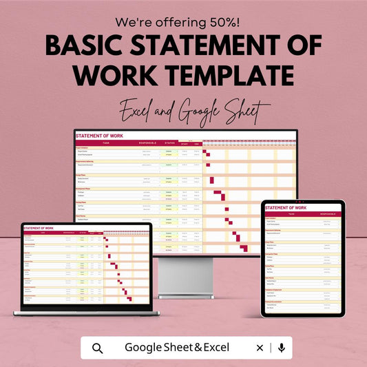 Statement of Work Template | SOW Template Excel | Project Scope & Timeline Tracker | Project Management Template