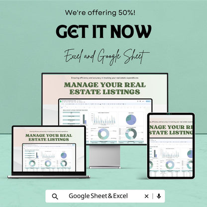 Real Estate Listing Expense Tracker Template, Property Expense Spreadsheet, Realtor Budget Tracker, Excel & Google Sheets