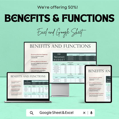 HR Recruitment Budget Sheet for Excel & Google Sheets - Track Recruitment Costs, Budget, and Expenses