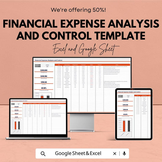 Financial Expense Analysis and Control Template | Expense Tracking Spreadsheet | Cost Control Dashboard