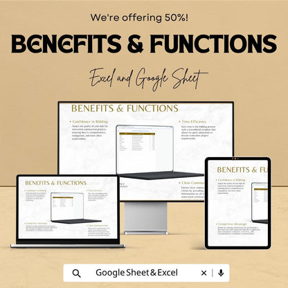 Renovation Construction Bid Template | Construction Bid Spreadsheet | Contractor Proposal Template | Excel & Google Sheets |