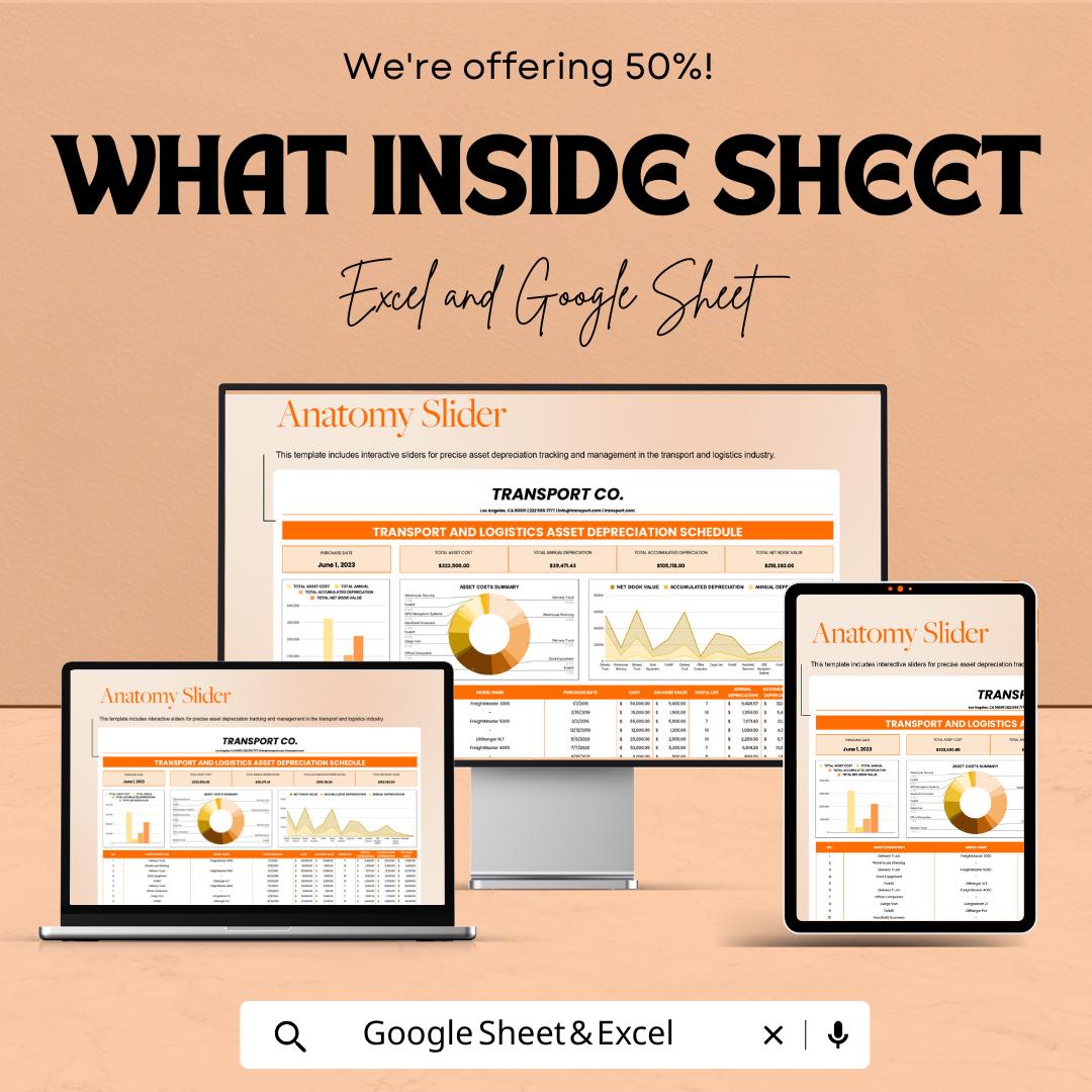 Transport & Logistics Asset Depreciation Schedule | Excel and Google Sheets | Financial Tracker for Fleet and Equipment Management