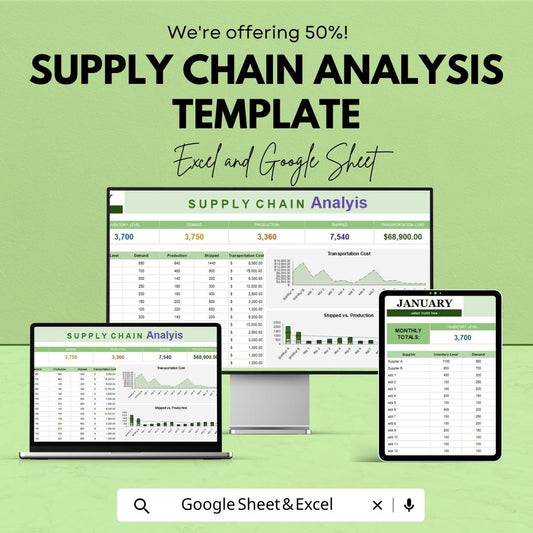 Supply Chain Analysis Template | Supply Chain Dashboard for Excel and Google Sheets | Logistics & Inventory Analytics
