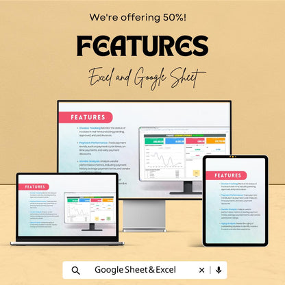 Finance Accounts Payable Dashboard Template | Business Finance Tracker | Payment Management Spreadsheet | Accounting Analytics Tool