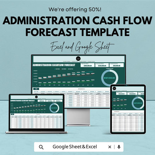 Administration Cash Flow Forecast Template | Cash Flow Projection Spreadsheet | Financial Planning | Business Forecast