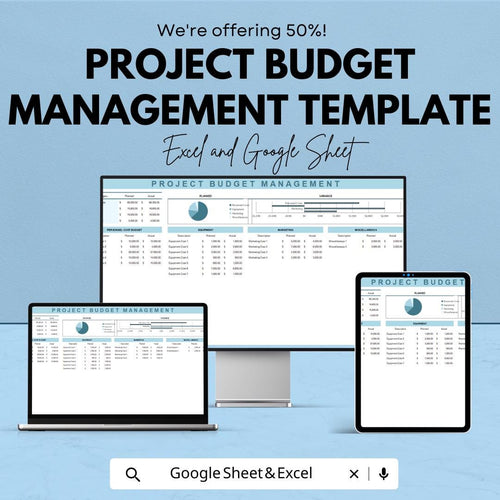 Project Budget Management Template | Project Budget Tracker Spreadsheet | Project Cost Management | Excel Google Sheets Budget Dashboard