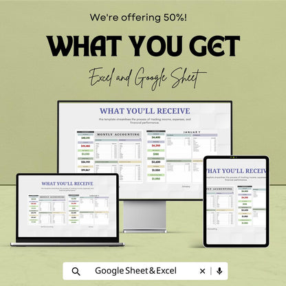 Monthly Accounting Template | Income & Expense Tracker | Monthly Finance Tracker | Accounting Sheet