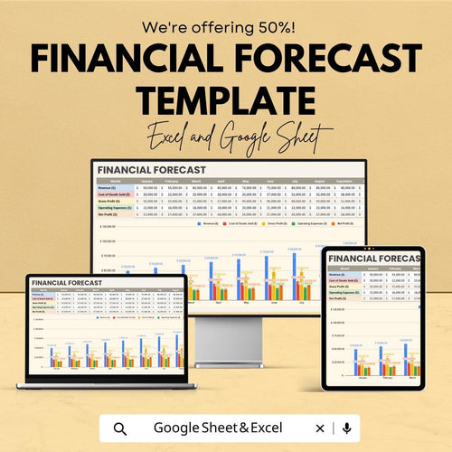Financial Forecast Template | Excel and Google Sheets | Revenue Forecast, Cash Flow Projection, Expense Planning, Business Finance Template