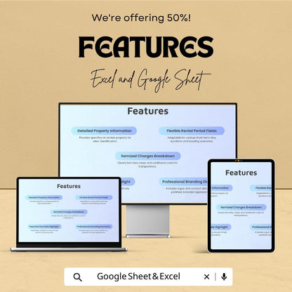 Short Term Rental Invoice Template | Vacation Rental Invoice Spreadsheet | Airbnb Invoice Tracker | Excel & Google Sheets