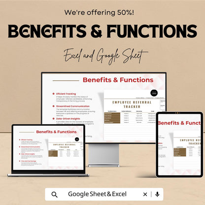 Employee Referral Tracker HR Template | Excel & Google Sheets | Employee Referral Program Tracker | Hiring and Recruitment Tracking Tool