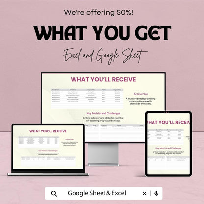 SMART Goals Template | Goal Planner | Action Plan Tracker | Productivity Planner | Personal & Business Goal Setting Tool