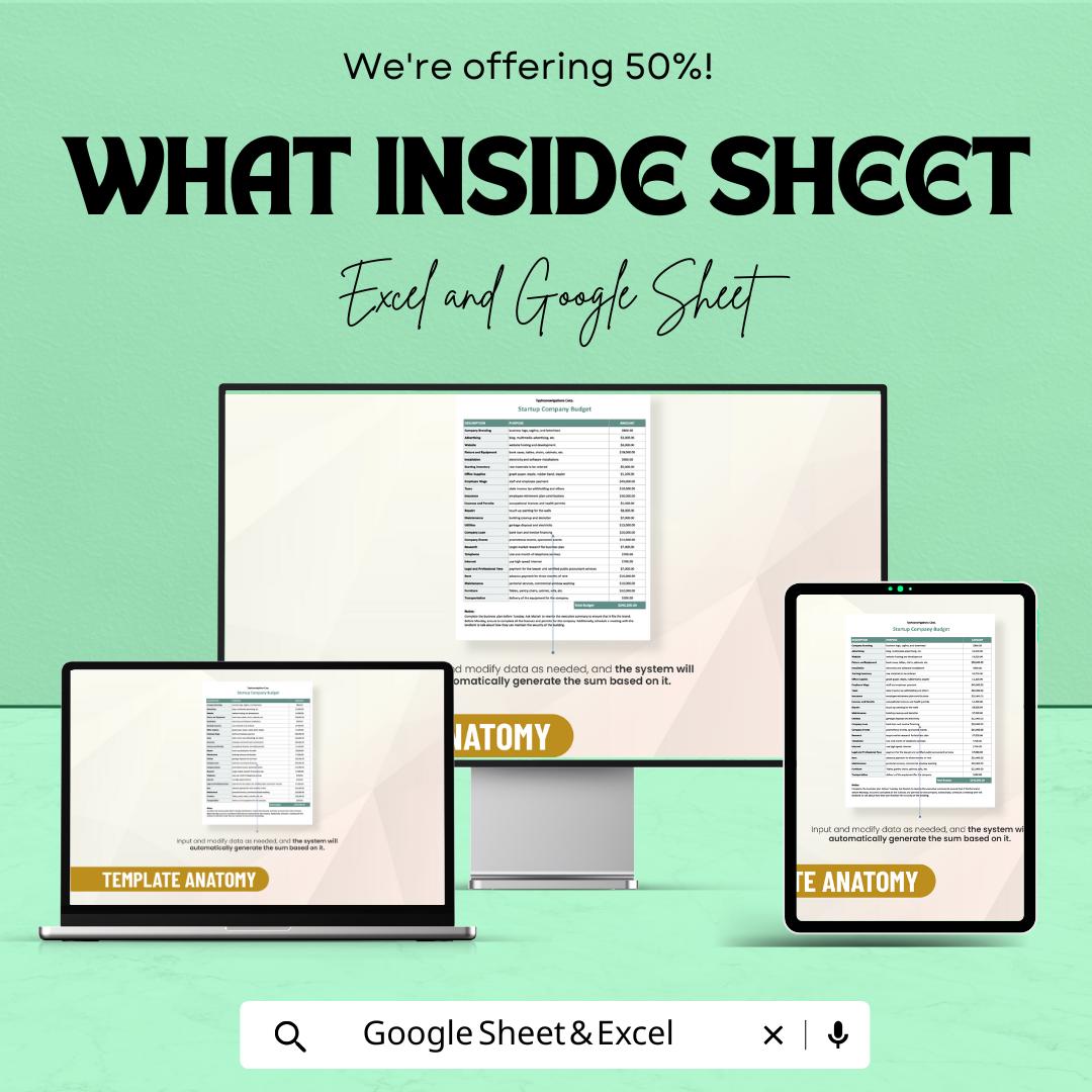 Startup Company Budget Template | Google Sheets & Excel Spreadsheet for Financial Planning | Business Budgeting Tool