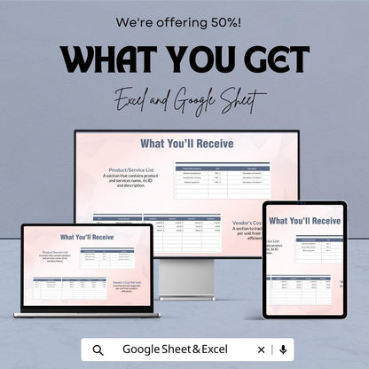 Vendor Financial Cost Comparison Template | Vendor Pricing Analysis | Cost Comparison Sheet | Excel & Google Sheets | Supplier Cost Tracker