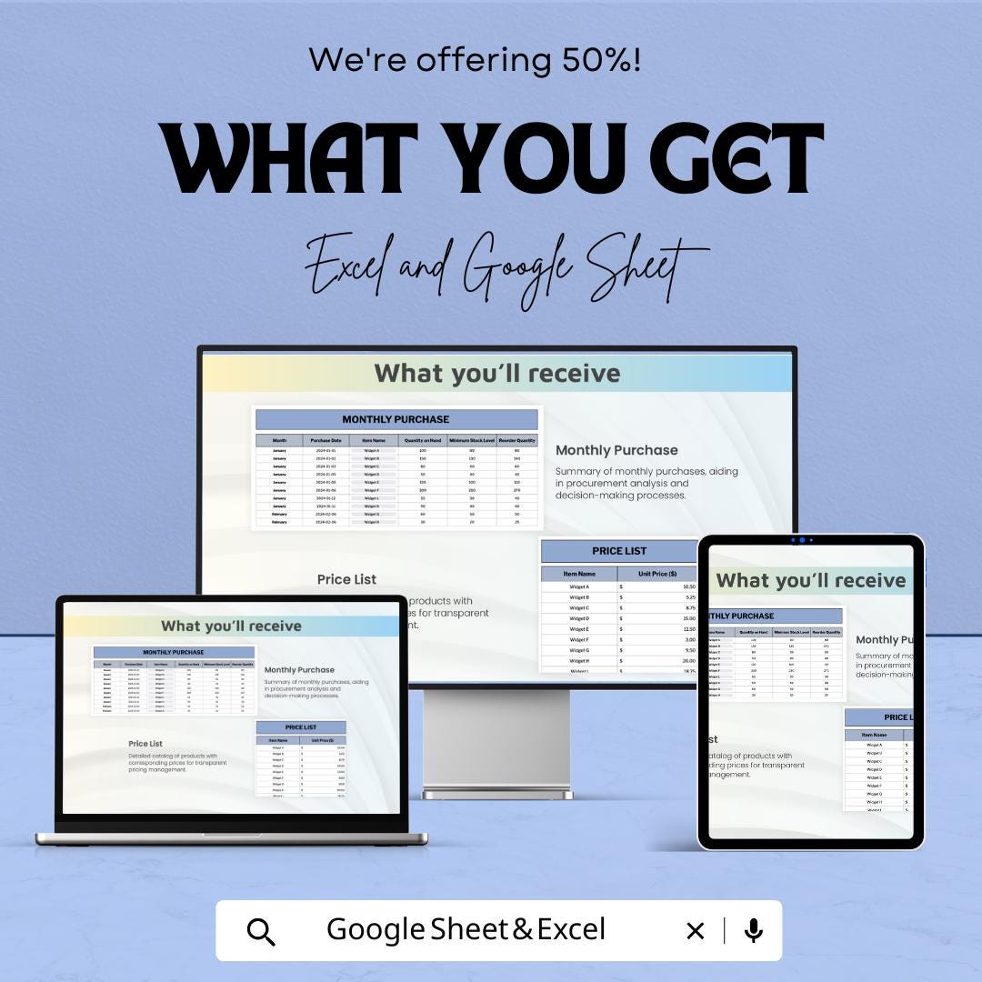 Inventory Report Sheet - Excel & Google Sheets Template for Tracking and Managing Stock