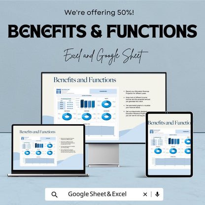 Education Revenue Projection Template | Automated Dashboard | Income Grants Donations Tracker | Financial Projection Template