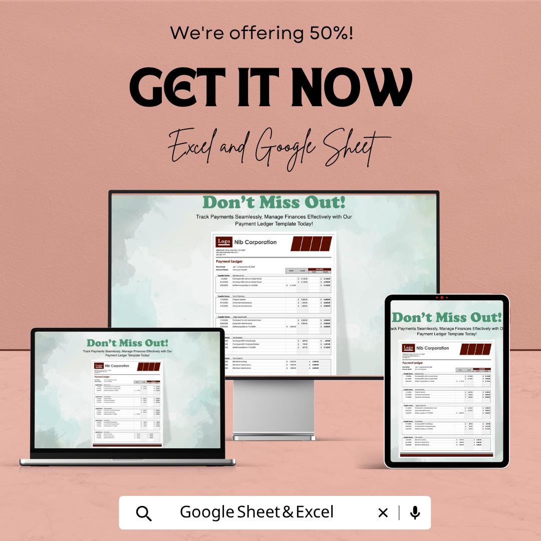 Payment Ledger Template for Excel & Google Sheets | Business Payment Tracker Spreadsheet | Accounts Payable Ledger | Expense Tracking Sheet