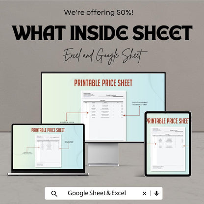 Printable Price Sheet Template - Excel & Google Sheets Format for Easy Price List Management