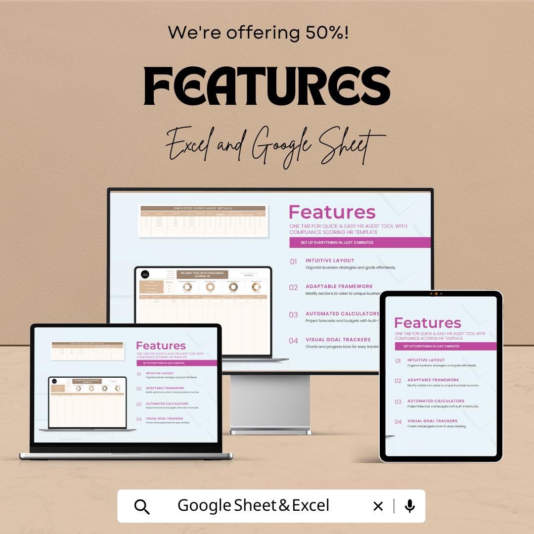 HR Audit Tool with Compliance Scoring | HR Compliance Template | Excel & Google Sheets | HR Audit Checklist | Policy Tracking Spreadsheet
