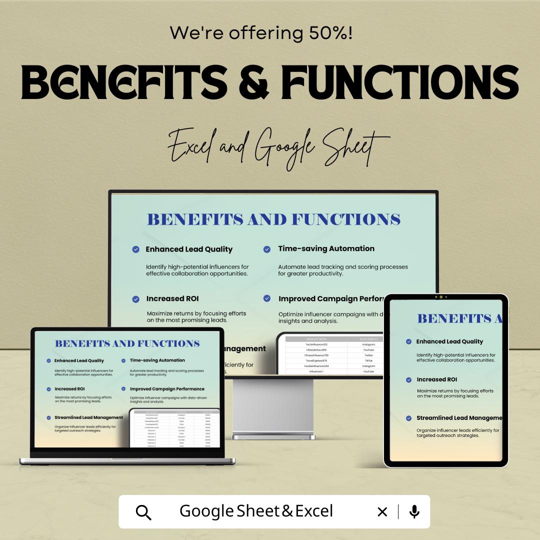 Sales Influencer Lead Count Template | Influencer Tracking Spreadsheet | Lead Management Tracker | Engagement & Conversion Tracker