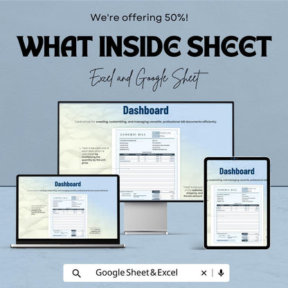 Generic Bill Sheet | Customizable Invoice | Excel and Google Sheet | Business Billing | Editable Bill Generator | Professional Invoice |