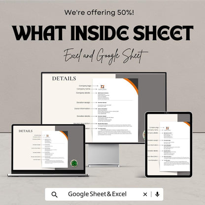 Donation Receipt Template | Excel & Google Sheets | Charity Donation Form | Nonprofit Receipt | Editable Template | Digital Download