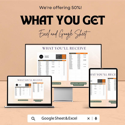 Employee Turnover Rate Calculator Template | HR Analytics Spreadsheet | Staff Turnover Tracker | Excel & Google Sheets | Workforce Metrics