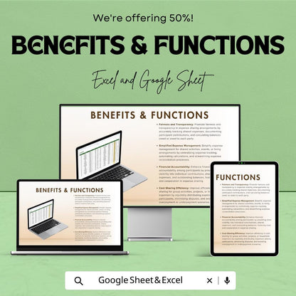 Shared Expenses Tracker Template, Split Expenses Spreadsheet, Roommate Expense Tracker, Household Budget Splitter