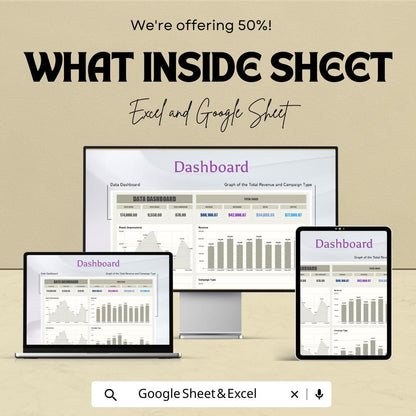 Data Dashboard Template | Business KPI Tracker | Analytics Report Template | Sales & Marketing Metrics Dashboard
