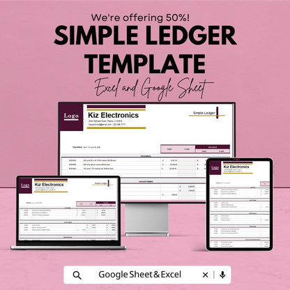 Simple Ledger Template | Basic Accounting Ledger | Debit & Credit Tracker | Small Business Finance Spreadsheet