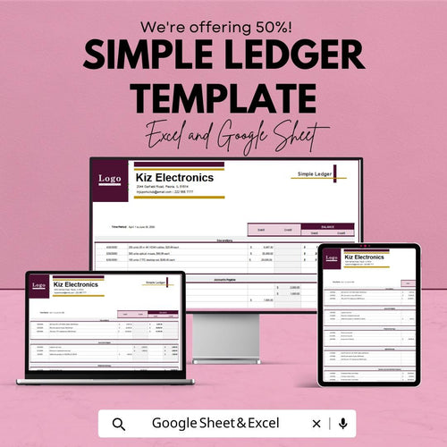 Simple Ledger Template | Basic Accounting Ledger | Debit & Credit Tracker | Small Business Finance Spreadsheet