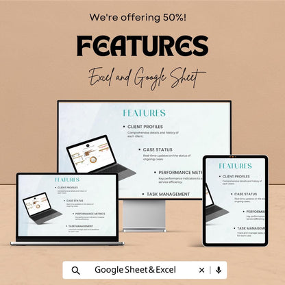 Legal Client Service Management Dashboard Template, Law Firm Case Tracker, Attorney Dashboard Spreadsheet, Legal KPI Tracker