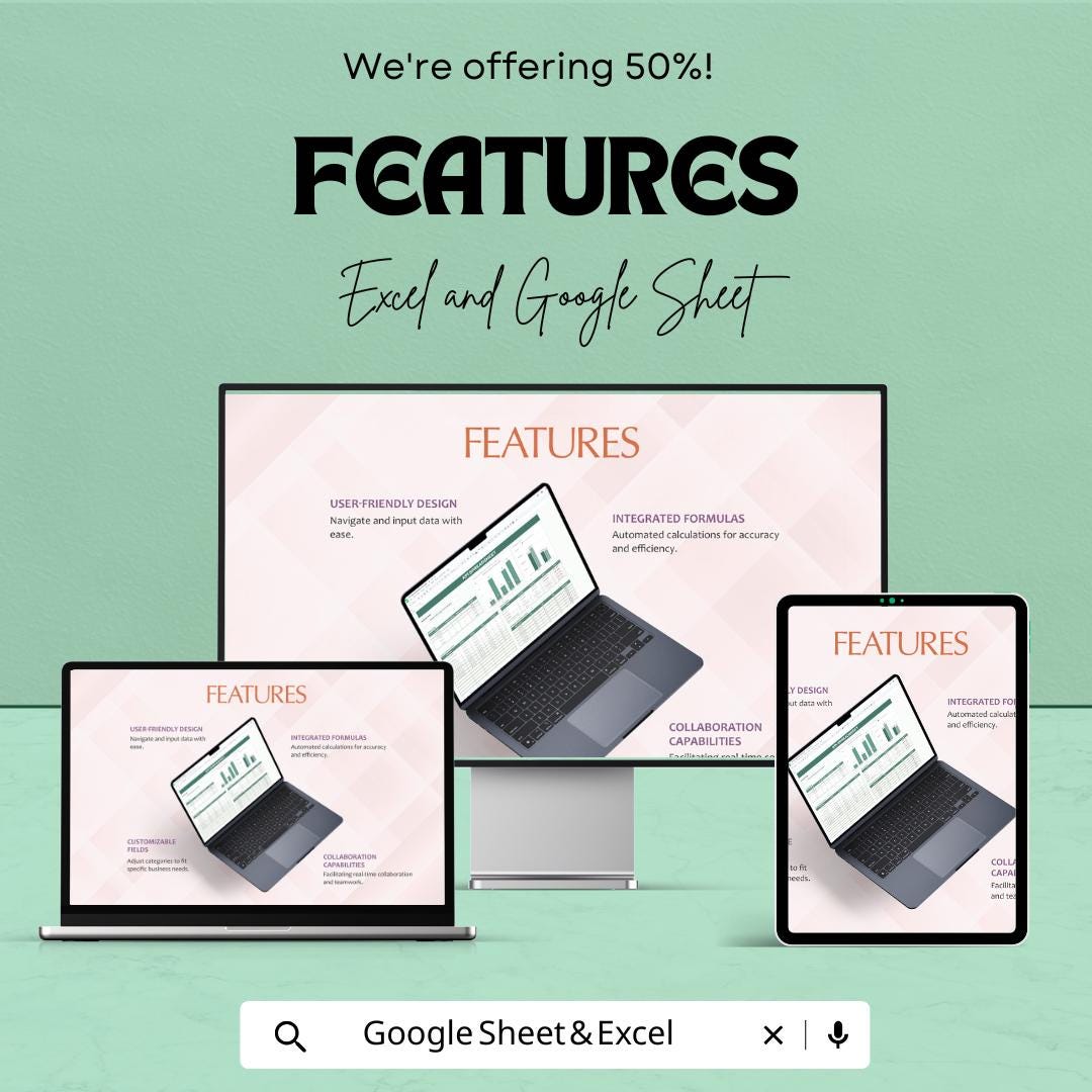 KPI Spreadsheet Template | Google Sheets & Excel Dashboard | Business KPI Tracker | Performance Metrics Report Template