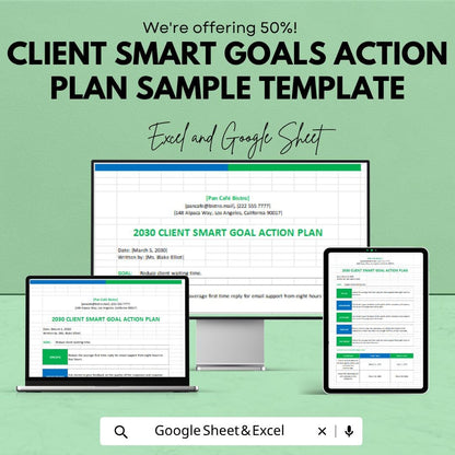Client SMART Goals Template | Action Plan Spreadsheet | Goal Setting Planner | Project Tracker | Excel & Google Sheets | Business Goal
