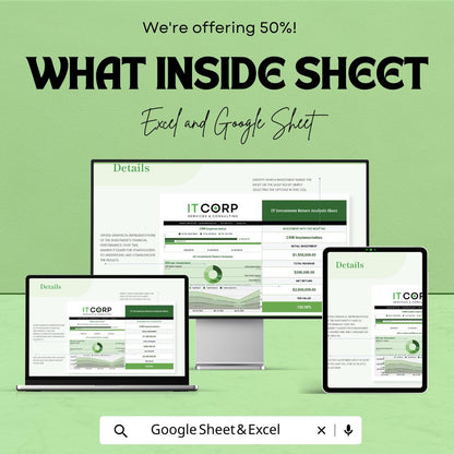IT Investment Return Analysis Sheet Template |  IT Project Return Calculator | Business Investment Analysis Spreadsheet