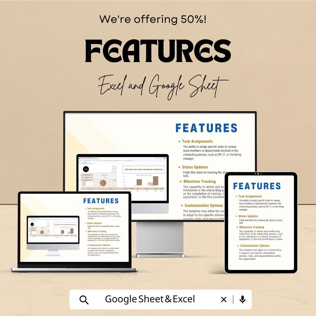 New Employee Task & Milestone Tracker HR Template | Employee Onboarding Checklist | Excel and Google Sheets HR Task Manager