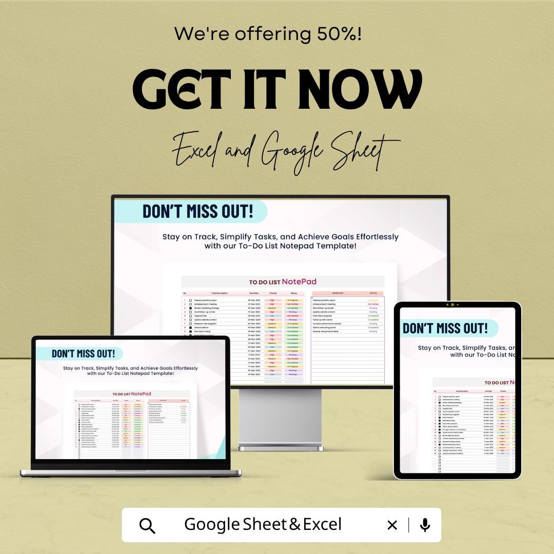 To Do List Notepad Template | Daily Planner Notepad | Task Checklist Template | Printable To Do List | Productivity Planner | PDF Digital