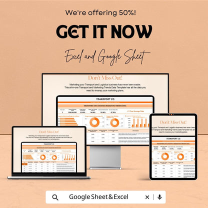 Transport and Logistics Marketing Trends Data Template | KPI Analytics Spreadsheet | Business Reporting Template