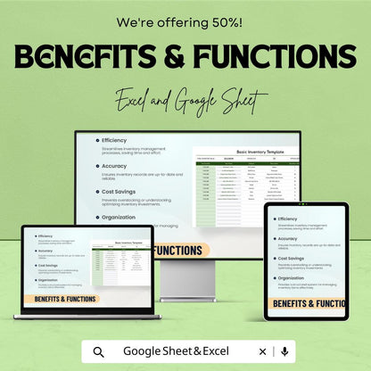 Basic Inventory Template | Stock Management Sheet | Excel & Google Sheet Tracker | Item Log | Small Business Inventory Tracker